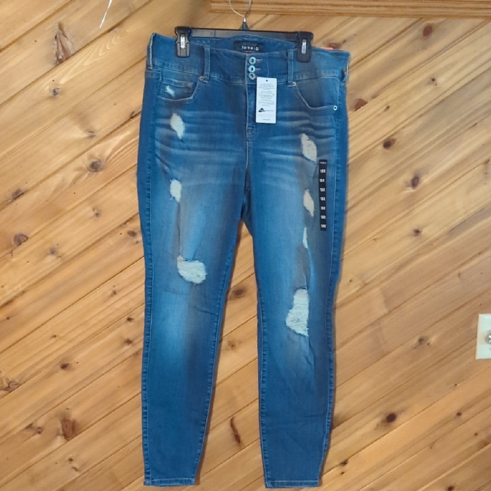 torrid Medium Blue Distressed High-Rise Skinny Jeans